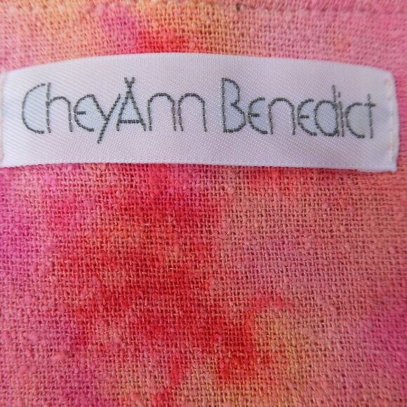 Raw SiLK Gauze CheyAnn Benedict Rainbow Tie Dye Dress Pleated Slit Beachy USA L - Picture 6 of 8